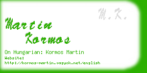 martin kormos business card